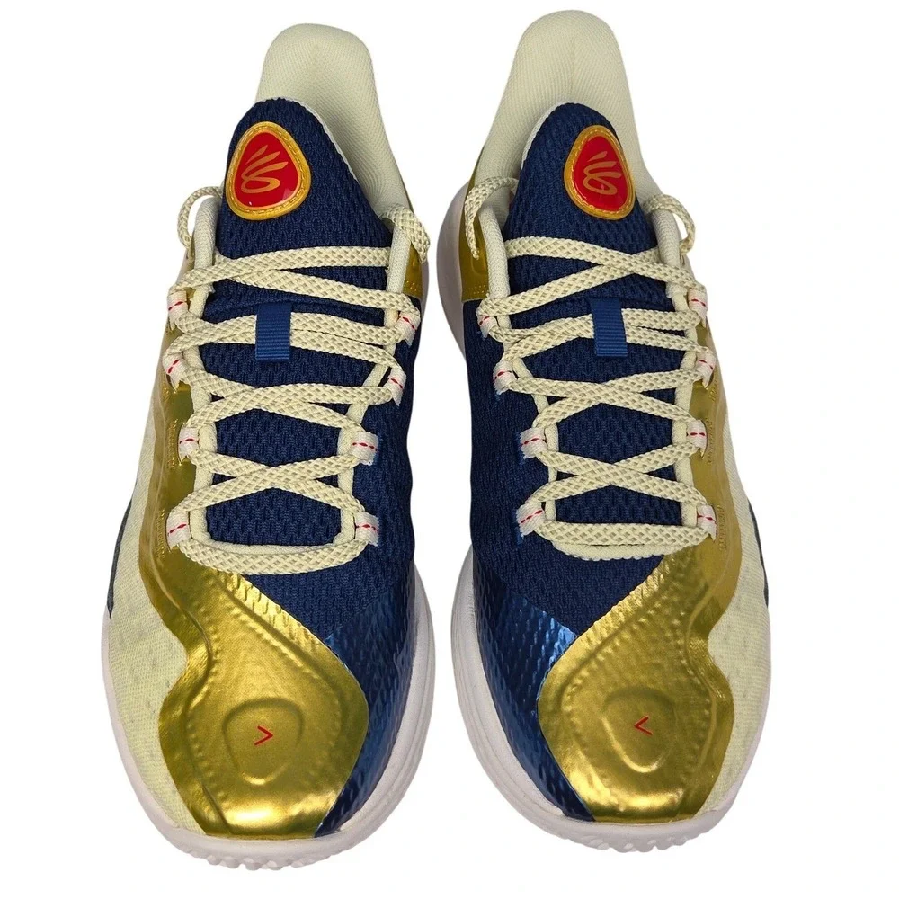 Under Armour Curry 11 GS Basketball Shoes Blue Gold Sz 7Y Youth Boy Sneakers New